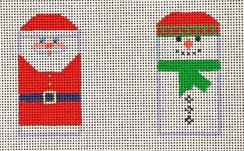 click here to view larger image of Santa/Snowman Minis in Red/Green (hand painted canvases)