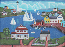 click here to view larger image of Seaside Panorama (hand painted canvases)