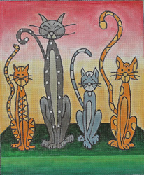 click here to view larger image of Whimsical Cats  (hand painted canvases)