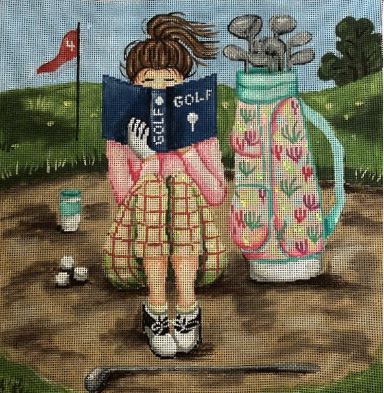 click here to view larger image of Golf Stitching Girl (hand painted canvases)