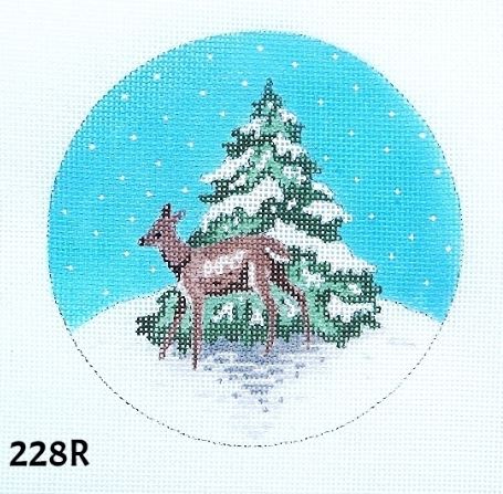 click here to view larger image of Deer and Fir Tree in Snow (hand painted canvases)