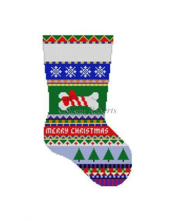 click here to view larger image of Bold Stripe Dog Midi Stocking (hand painted canvases)