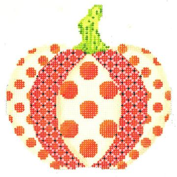 click here to view larger image of Polka Dot Patchwork Pumpkin (hand painted canvases)
