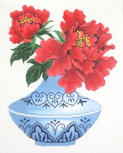 click here to view larger image of Peony Bud Vase  (hand painted canvases)