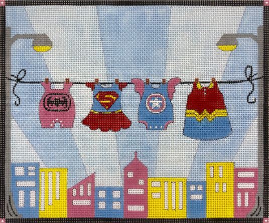 click here to view larger image of Girls Superhero Clothesline  (hand painted canvases)