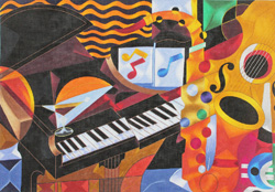 click here to view larger image of Piano Concert                     (hand painted canvases)