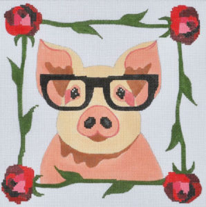 click here to view larger image of Pig with Glasses  (hand painted canvases)