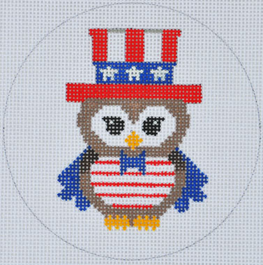 click here to view larger image of Patriotic Owl (hand painted canvases)