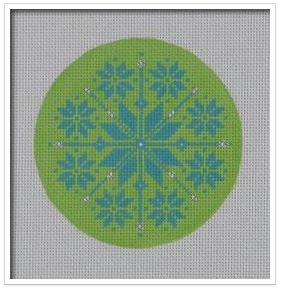click here to view larger image of Nordic Snowflake Green/Turquoise (hand painted canvases)