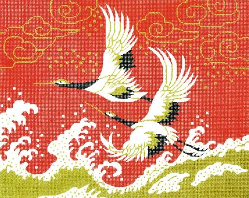 click here to view larger image of Crane on Red (hand painted canvases)