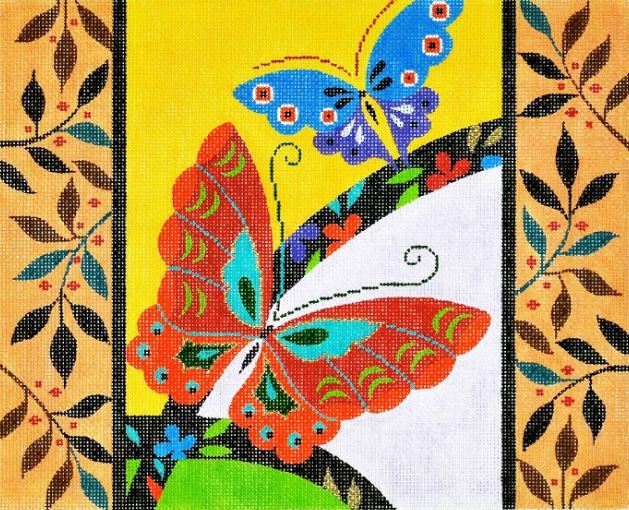 click here to view larger image of Butterflies w/Border (hand painted canvases)