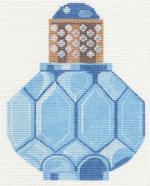 click here to view larger image of Sapphire and Pearl Perfume Bottle (hand painted canvases)