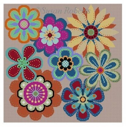click here to view larger image of Flowers Pop  (hand painted canvases)