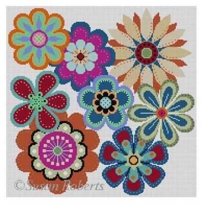 click here to view larger image of Flowers Pop - no BG   (hand painted canvases)