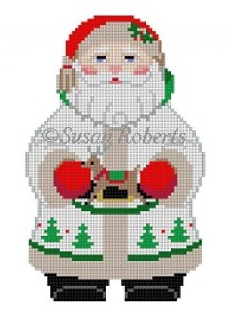 click here to view larger image of White Tree Coat Santa (one sided) (hand painted canvases)