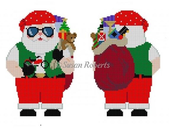 click here to view larger image of Motorcycle Santa (two sided) (hand painted canvases)