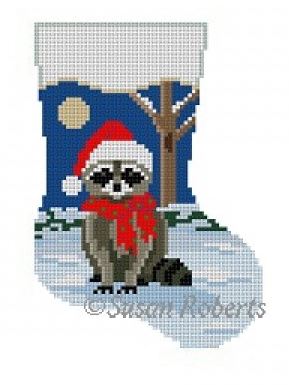 click here to view larger image of Night Raccoon Mini Stocking (hand painted canvases)
