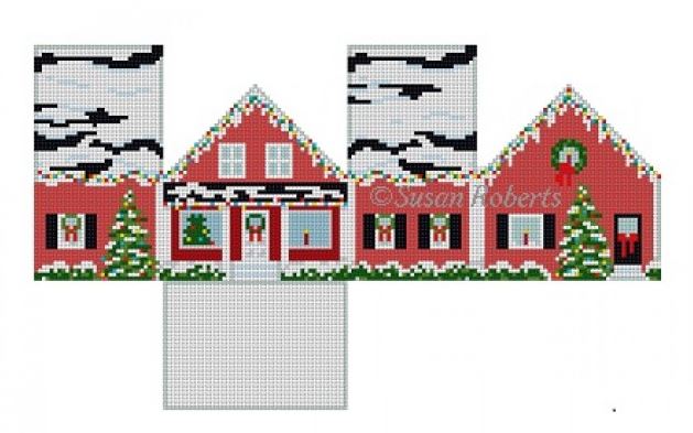 click here to view larger image of Red Christmas House - 3D (hand painted canvases)