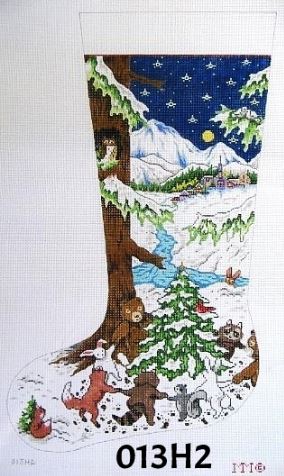 click here to view larger image of Forest Animals Dancing / Night Snow Scene (hand painted canvases)