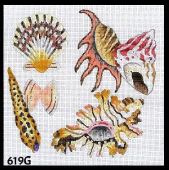 click here to view larger image of Seashells (hand painted canvases)