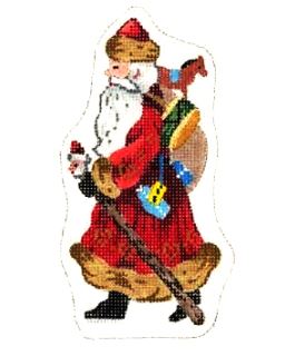 click here to view larger image of Santa and Gift Bag/Red (hand painted canvases)