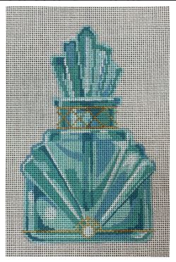 click here to view larger image of Aqua and Gold Perfume Bottle (hand painted canvases)