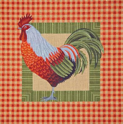 click here to view larger image of Orange/Green Rooster (hand painted canvases)