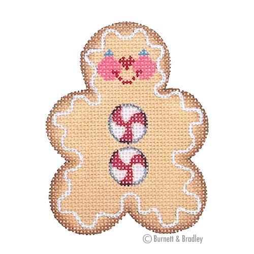 click here to view larger image of Gingerbread Man - Peppermint Buttons (hand painted canvases)