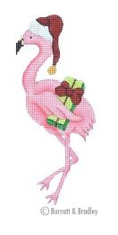 click here to view larger image of Christmas by the Sea - Flamingo with Santa Hat (hand painted canvases)