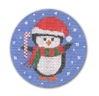 click here to view larger image of Penguin w/Candy Cane (hand painted canvases)