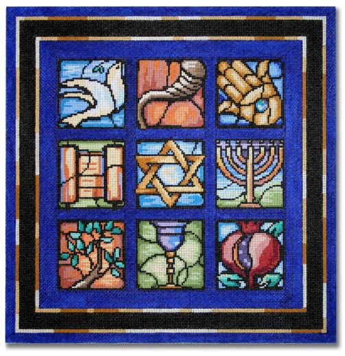 click here to view larger image of Judaic Stained Glass (hand painted canvases)