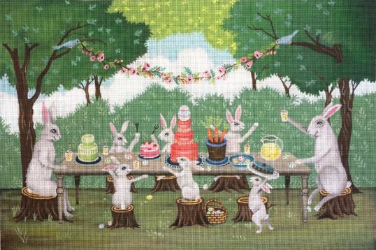 click here to view larger image of Bunny Party (hand painted canvases)