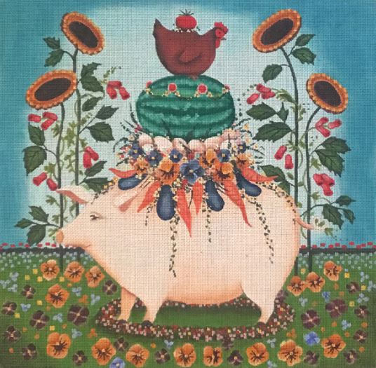 click here to view larger image of Pansy Pig (hand painted canvases)