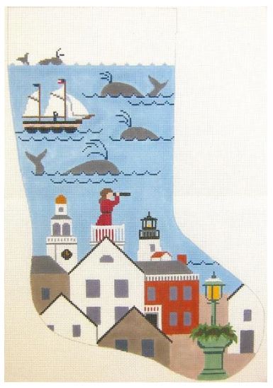click here to view larger image of Nantucket Lady Christmas Stocking (hand painted canvases)