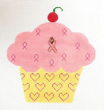 click here to view larger image of Pink Ribbon Cupcake (hand painted canvases)