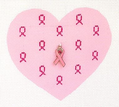 click here to view larger image of Pink Ribbon Heart - Pink (hand painted canvases)