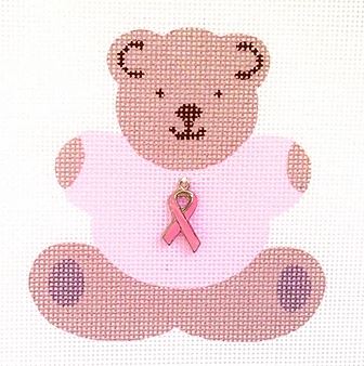 click here to view larger image of Pink Ribbon Teddy - Pink (hand painted canvases)