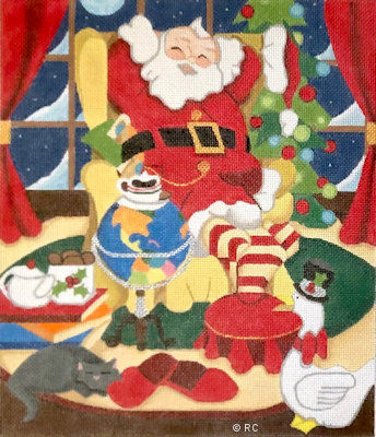 click here to view larger image of Santa Back at Home (hand painted canvases)
