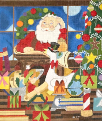 click here to view larger image of Santa Planning the Trip (hand painted canvases)