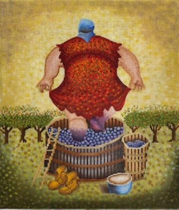 click here to view larger image of Lady Crushing Grapes (hand painted canvases)