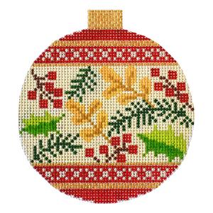click here to view larger image of Holiday Baubles - Red Berries (hand painted canvases)