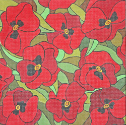 click here to view larger image of Scarlet Pansies (hand painted canvases)
