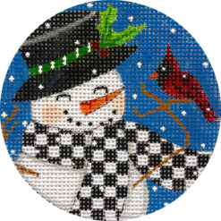 click here to view larger image of Snowman and Cardinal (hand painted canvases)
