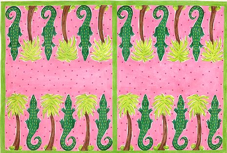 click here to view larger image of Lilly-inspired Gators and Palms Backgammon Board (hand painted canvases 2)