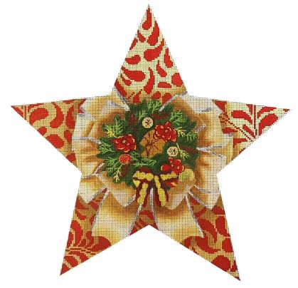 click here to view larger image of Wreath Tree Topper Star (hand painted canvases)