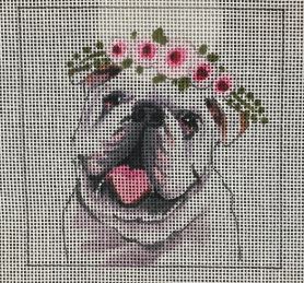 click here to view larger image of Bulldog w/Floral Crown (hand painted canvases)