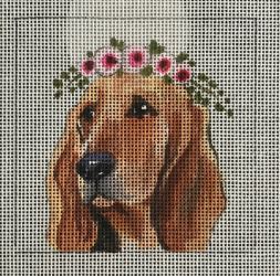 click here to view larger image of Bloodhound w/Floral Crown (hand painted canvases)