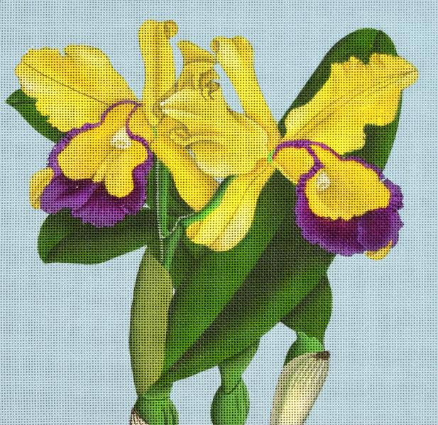 click here to view larger image of Yellow and Purple Orchid (hand painted canvases)