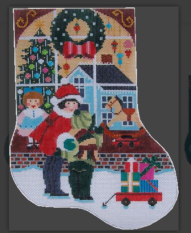 click here to view larger image of Childs Christmas, A Midi Stocking (hand painted canvases)