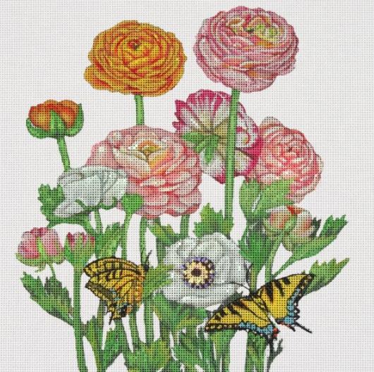 click here to view larger image of Flowers and Butterflies (hand painted canvases)
